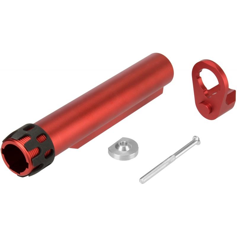 Everest Lancer Tactical Buffer Tube, Extended End Plate, and Enhanced Castle Nut - RED - $26.75 at Everest