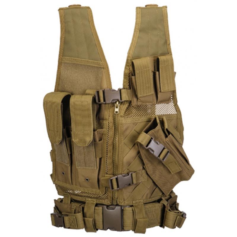 Everest Lancer Tactical Airsoft Cross Draw Vest Youth Size w/ Holster - KHAKI - $29.96 at Everest