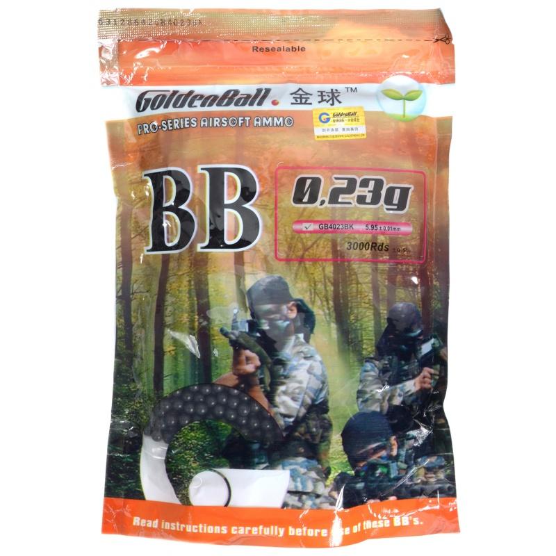 0.23G GoldenBall Seamless Airsoft BBs - 3000rd Bag - BLACK
