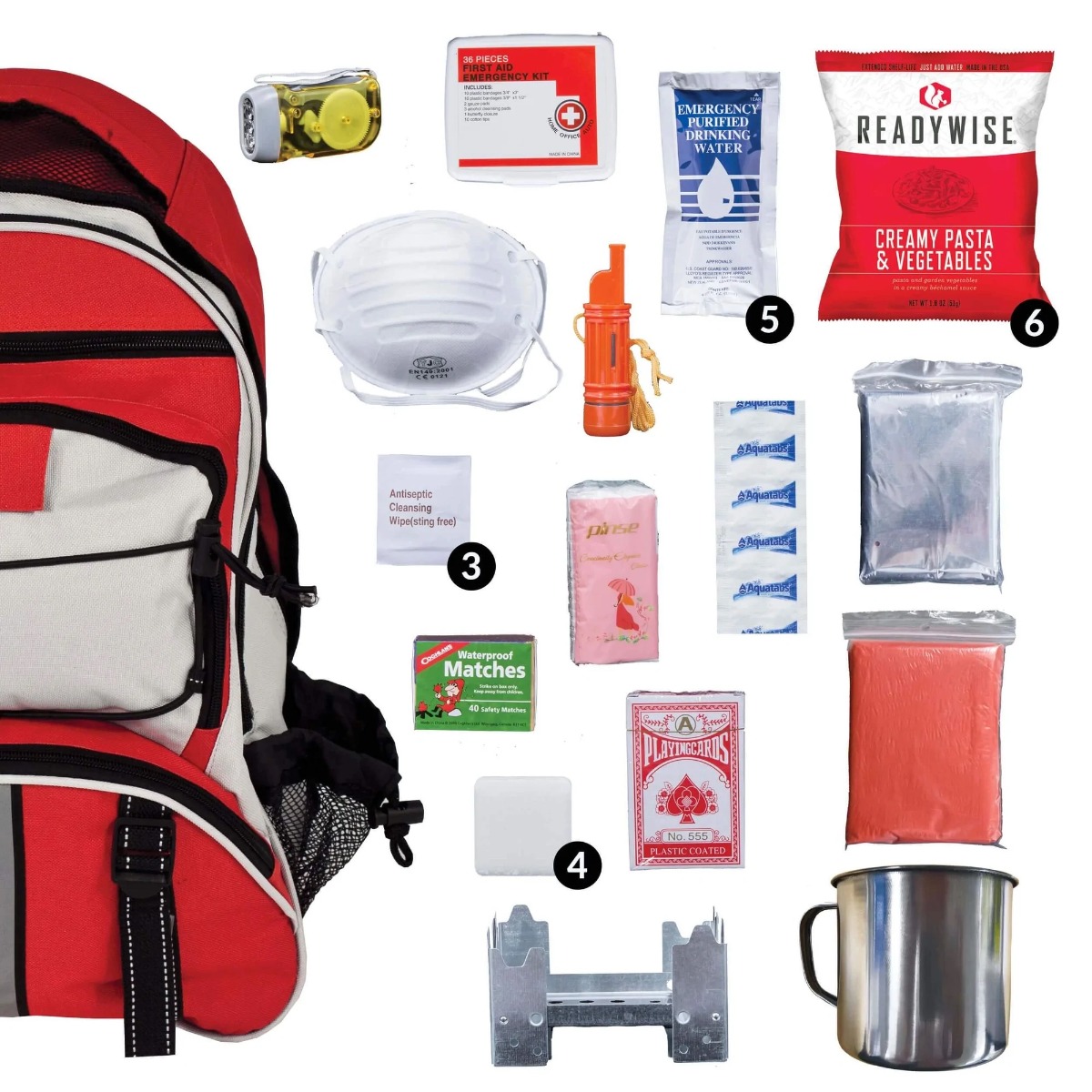 Readywise 64 Piece Survival Back Pack (Red) - $95.99 at Everest