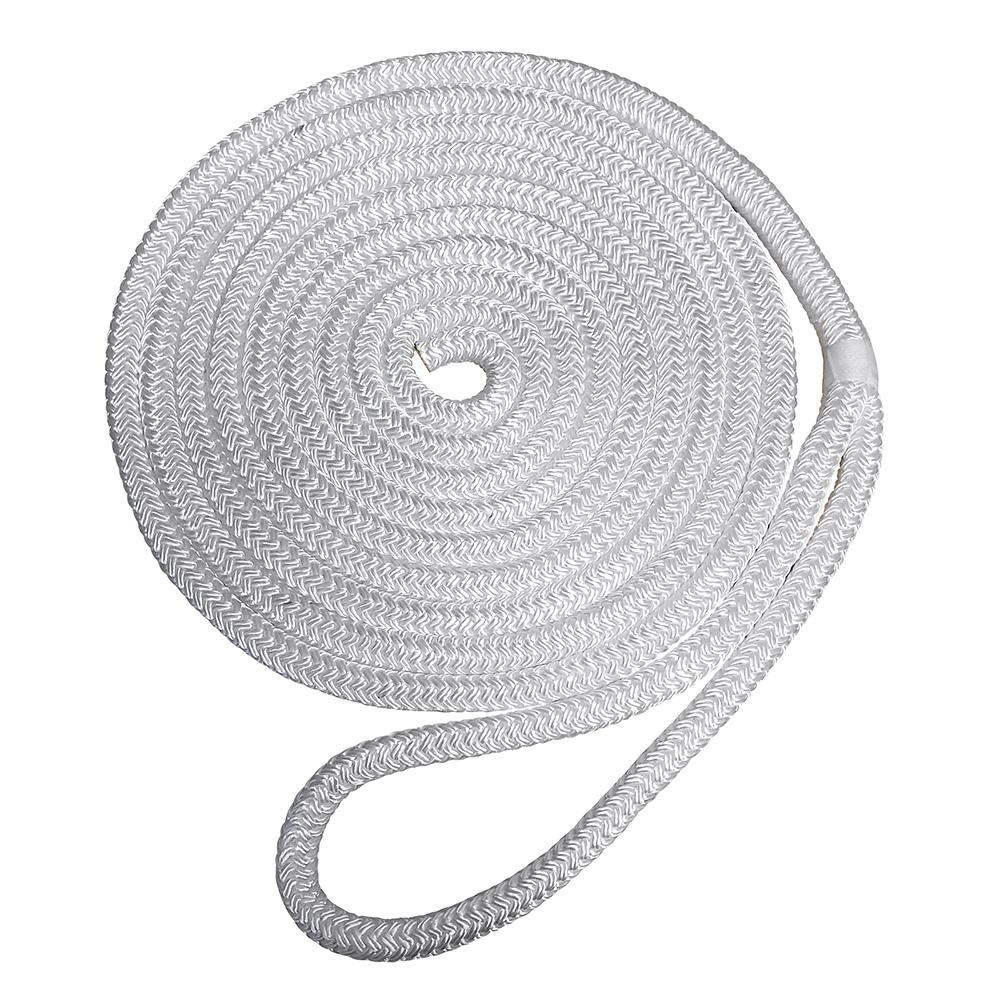 Robline Premium Nylon Double Braid Dock Line - 3/8 x 15' - White