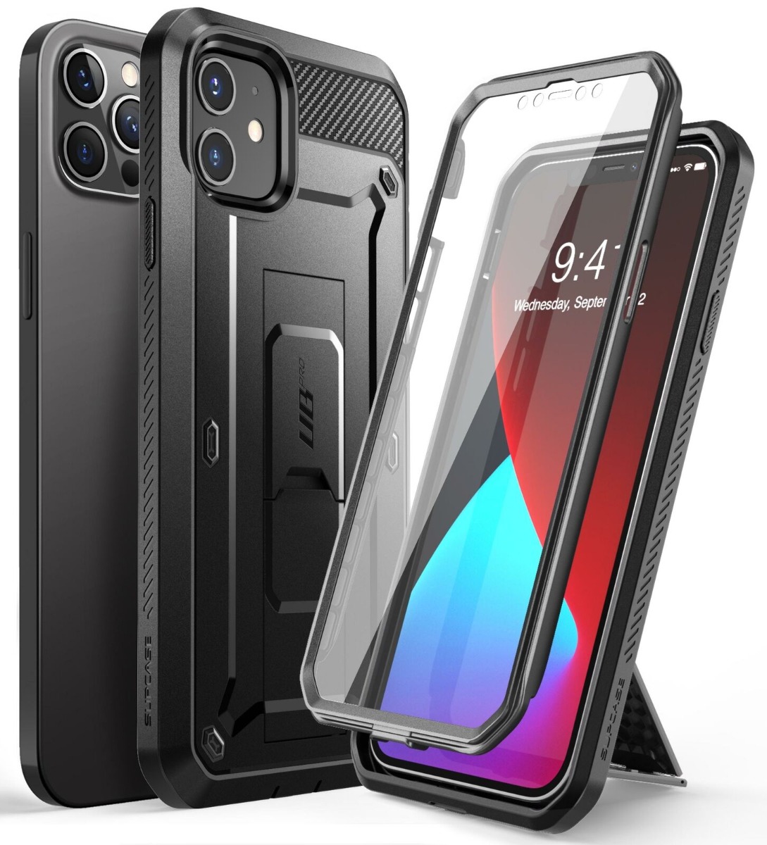Everest SUPCASE UBPro Phone Case for iPhone 12 and 12 PRO 6.1 Inch with Screen Protector Kickstand and Rotating Belt Clip - $21.99 at Everest