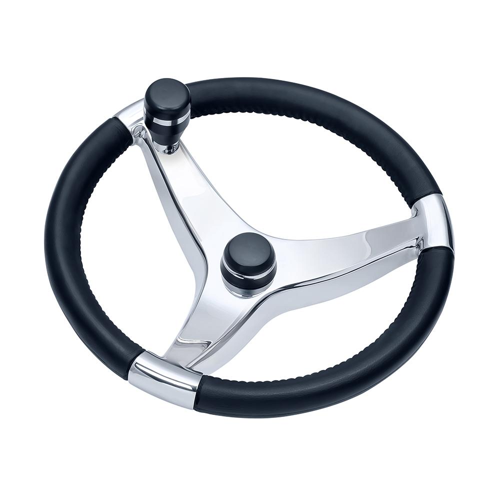 Schmitt & Ongaro Evo Pro 316 Cast Stainless Steel Steering Wheel w/Control Knob - 15.5 Diameter