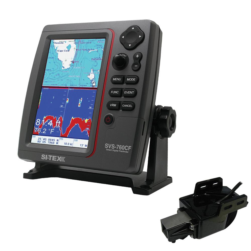 Everest SI-TEX SVS-760CF Dual Frequency Chartplotter Sounder w/Navionics+ Flexible Coverage & Transom Mount Triducer - $1229.43 at Everest