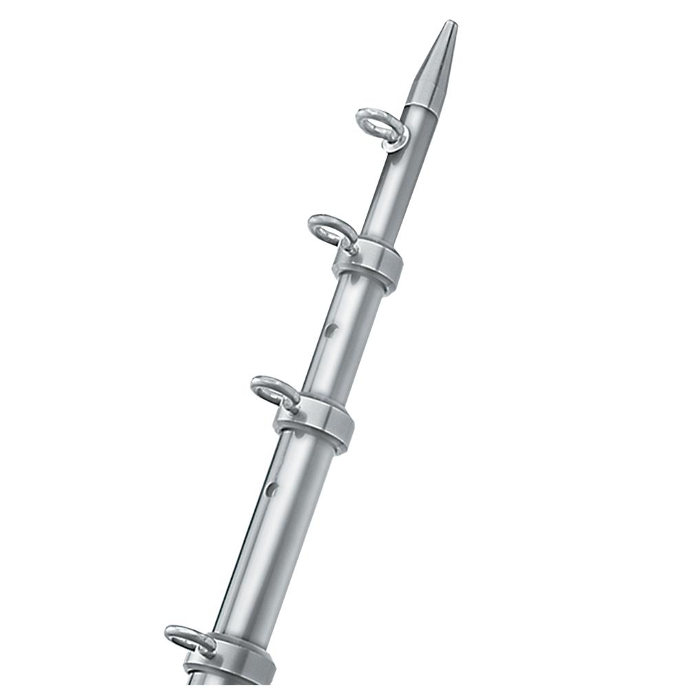 TACO 8' Center Rigger Pole - Silver w/Silver Rings & Tip - 1-1/8 Butt End Diameter