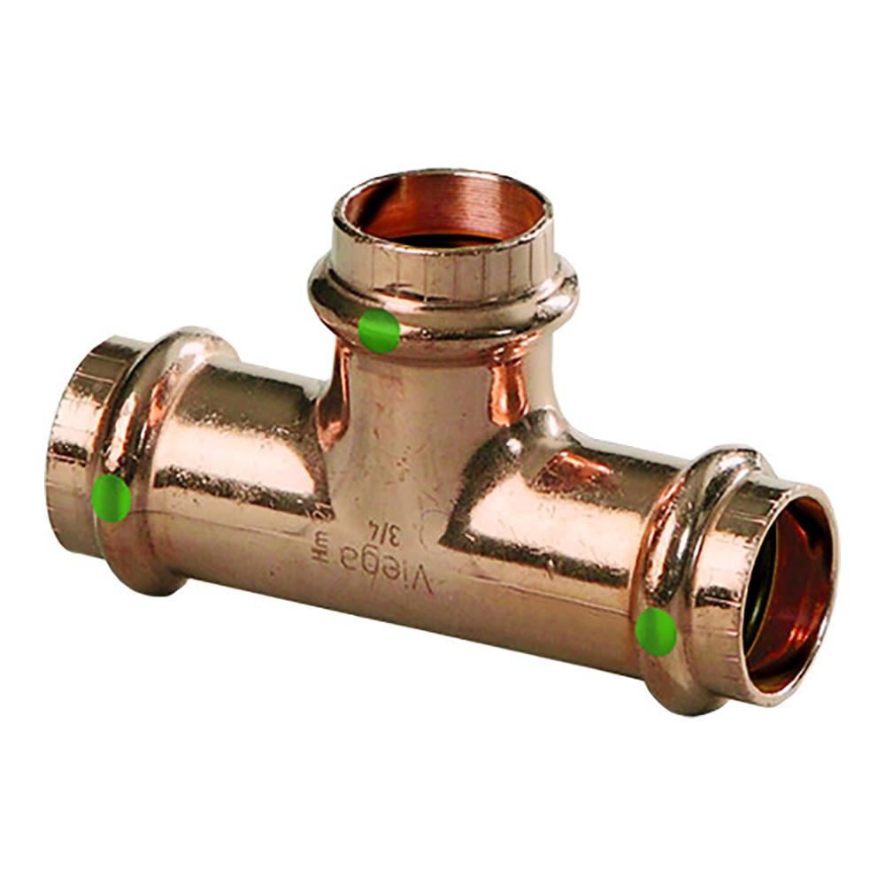 Viega ProPress 1/2 Copper Tee - Triple Press Connection - Smart Connect Technology