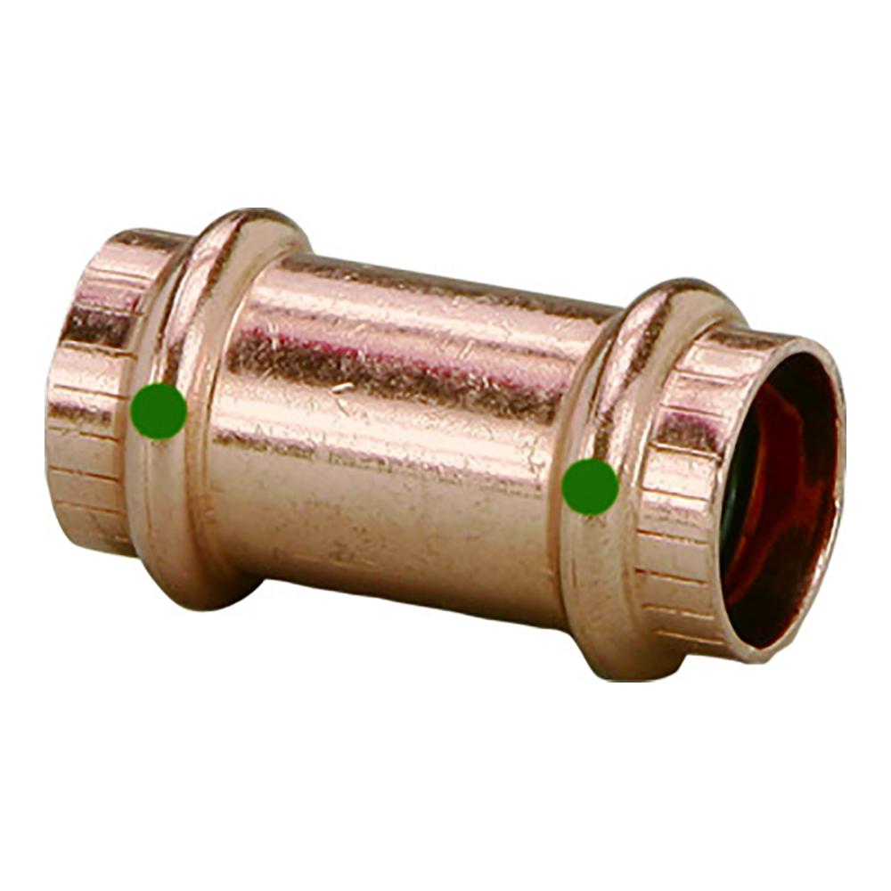 Viega ProPress 1/2 Copper Coupling w/o Stop - Double Press Connection - Smart Connect Technology