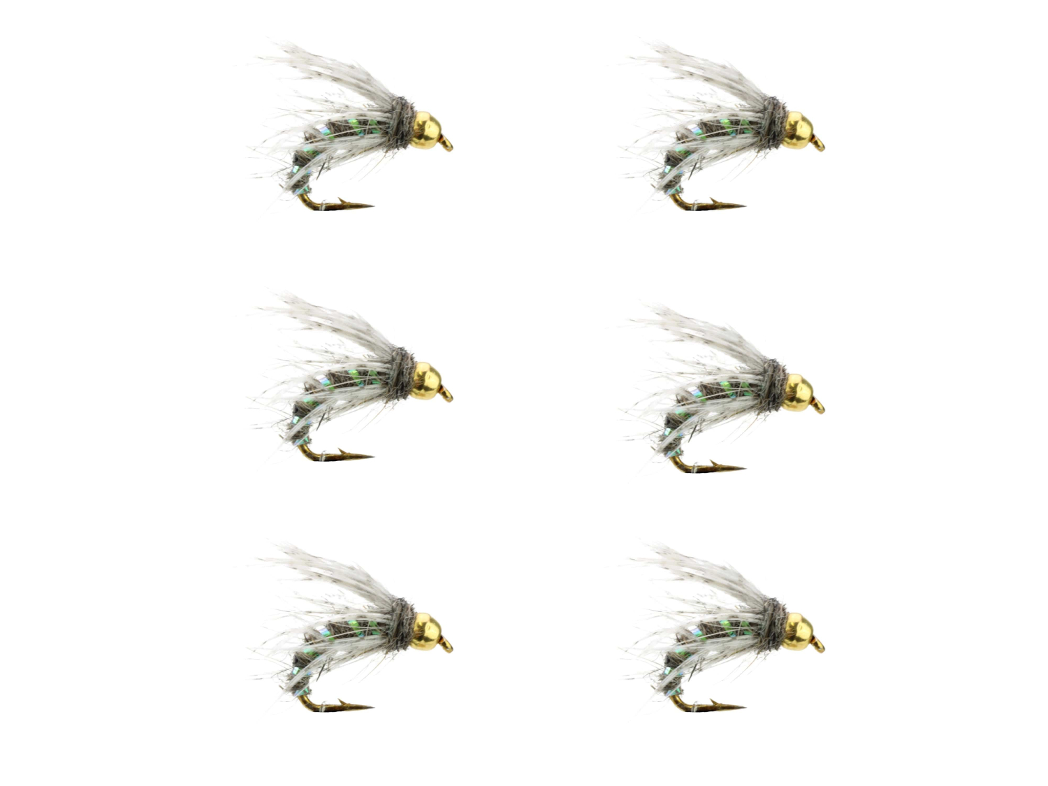 Wild Water Fly Fishing Wild Water Fly Fishing Green Tinsel Gold Ribbed Hare foots Ear Nymph with Tungsten Bead Head, Size 12, Qty. 6 - $11.90 at Everest