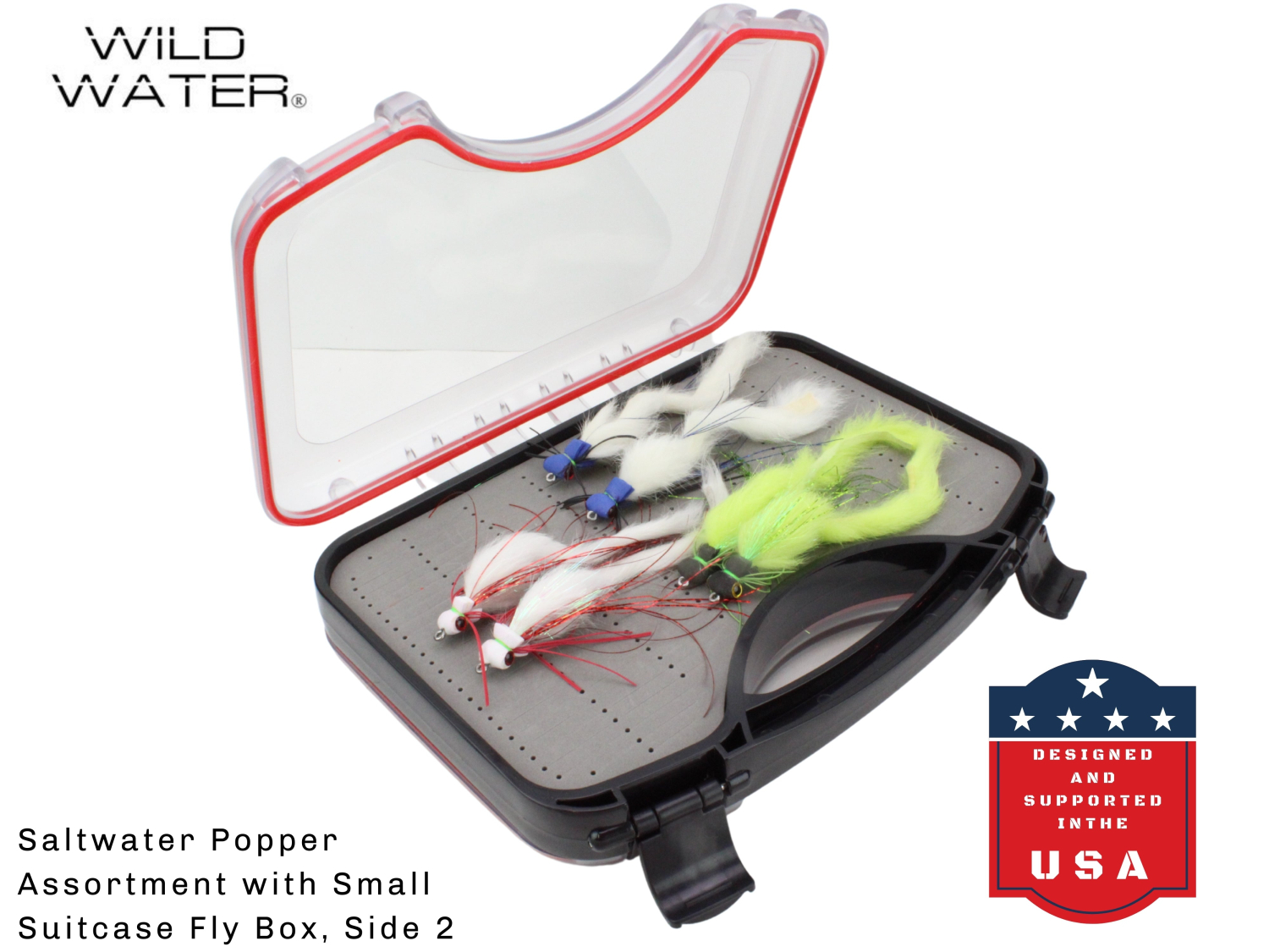 Wild Water Fly Fishing Wild Water Freshwater/Saltwater Large Foam Popper Assortment, 12 Flies with Wild Water foots Small Fly Suitcase - $53.00 at Everest