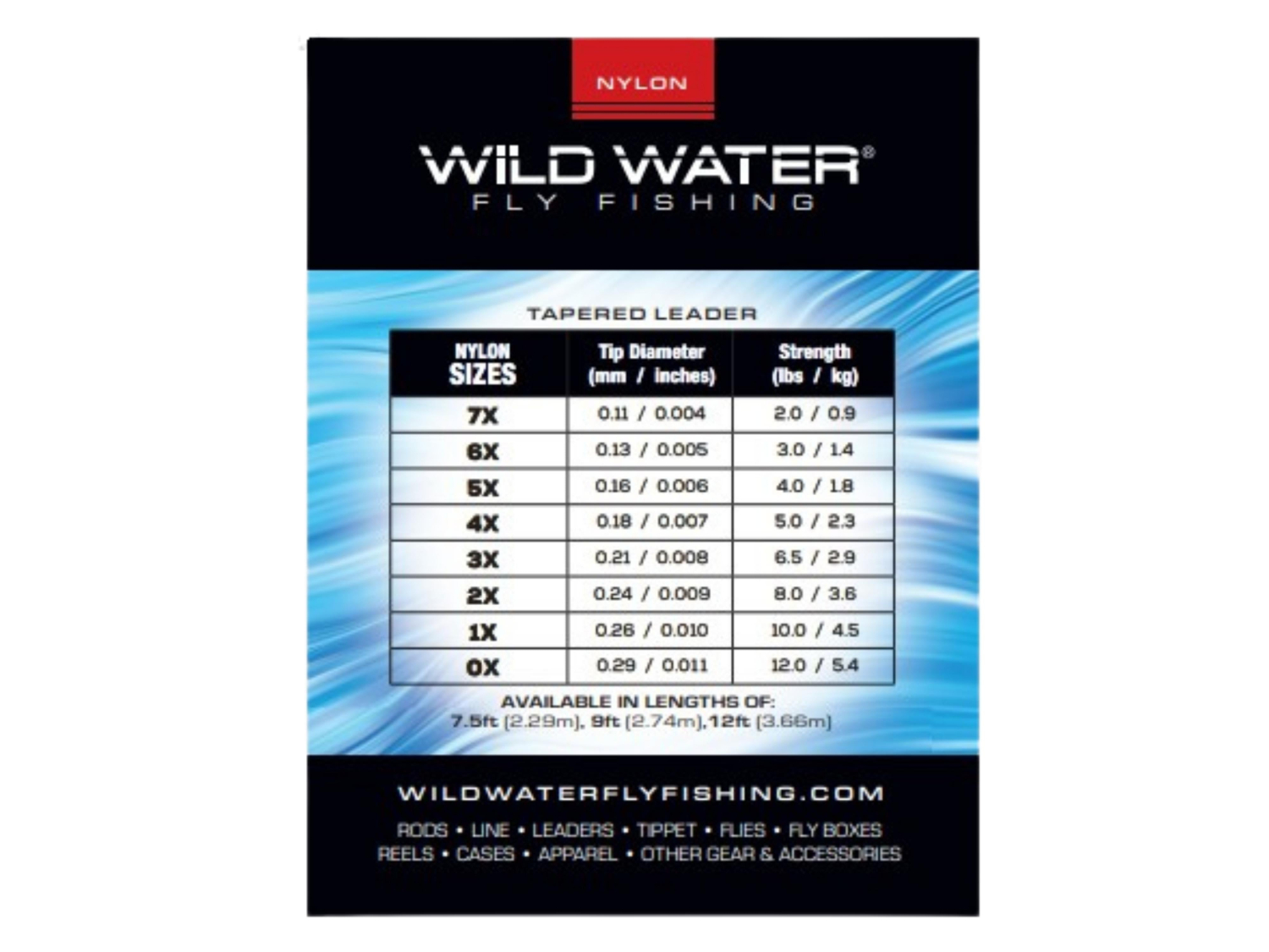 Wild Water Fly Fishing Wild Water Fly Fishing 9 foot Tapered Monofilament Leader 0X, 6 Pack - $10.99 at Everest
