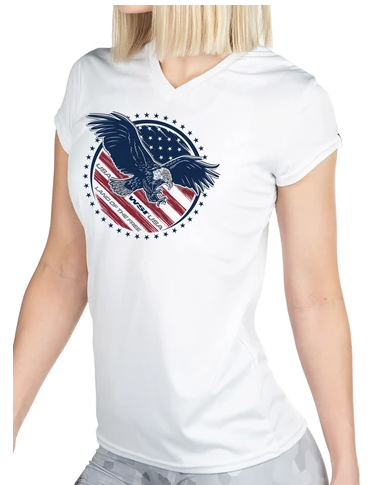 Wsi Microtech(TM) Women's Land of the Free Short Sleeve V-Neck Shirt - $19.50 at Everest