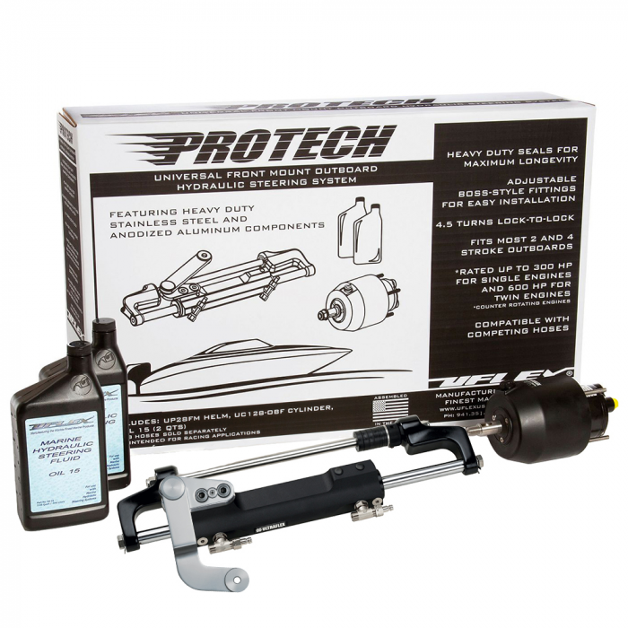 Uflex_PROTECH_3_1_Front_Mount_OB_Hydraulic_System___Includes_UP28_FM_Helm__Oil__amp__UC128_TS_3_Cylinder___No_Hoses