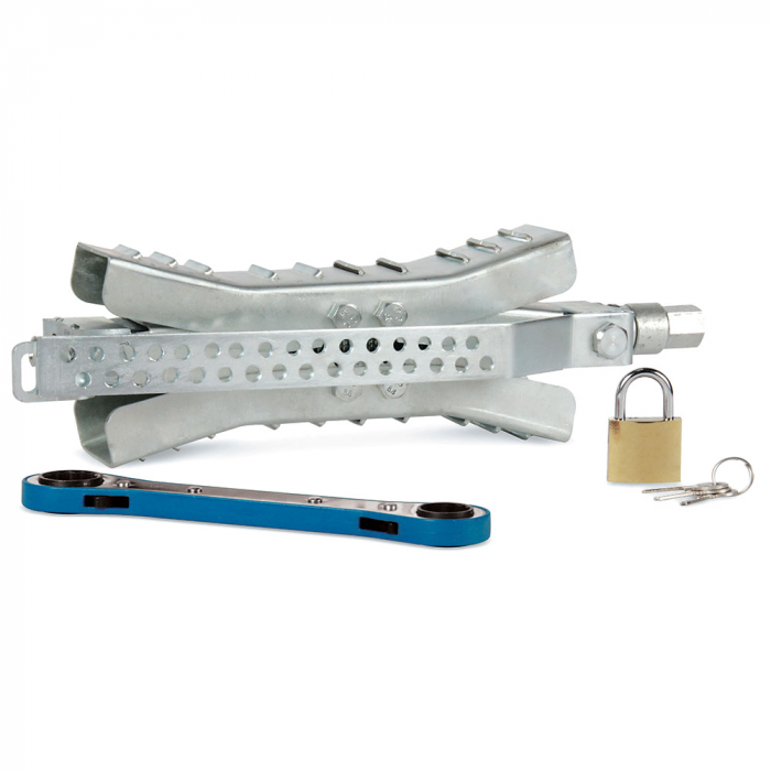 Camco Eaz-Lift 10" Wheel Stop w/Wrench & Lock - Metal main product photo