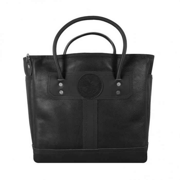 PEBBLED LEATHER SPORTSMANS TOTE BLACK