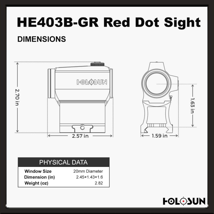 HOLOSUN - HE403B-GR Elite Micro Green Dot Sight LED 2 MOA With Low Profile Mount main product photo