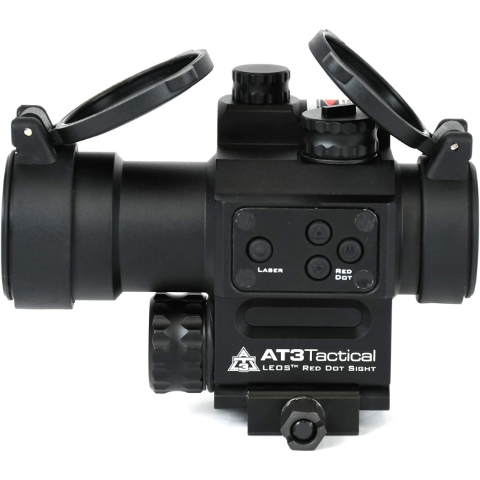 AT3 LEOS Red Dot Sight with Integrated Green Laser Sight - 2 MOA Red Dot Scope with Flip Up Lens Caps main product photo