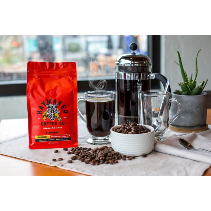 HAYMAKER COFFEE CO. Heavyweight Dark Roast Ground Coffee, Full-Bodied Flavor, 100% Ground Arabica Bean, 12 Ounce, Roasted in USA main product photo