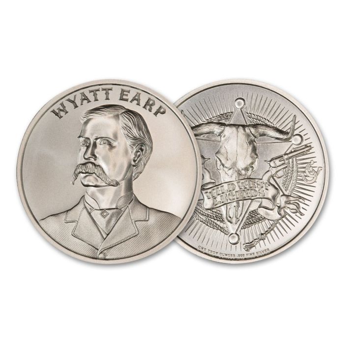Intaglio Mint 1-oz Silver Wild West Legends Wyatt Earp Medal BU main product photo